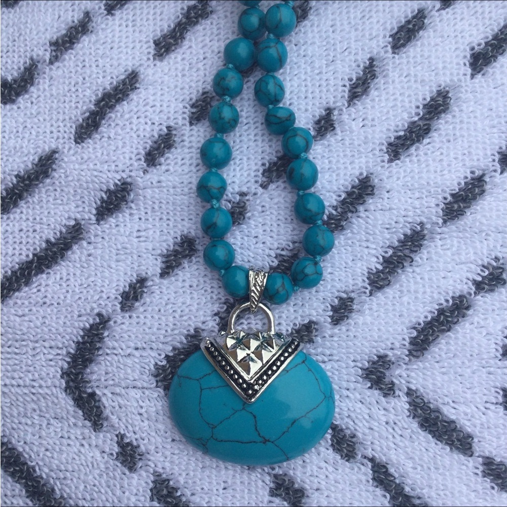 Blue Howlite Necklace and Pendants Set with 2 Bracelets